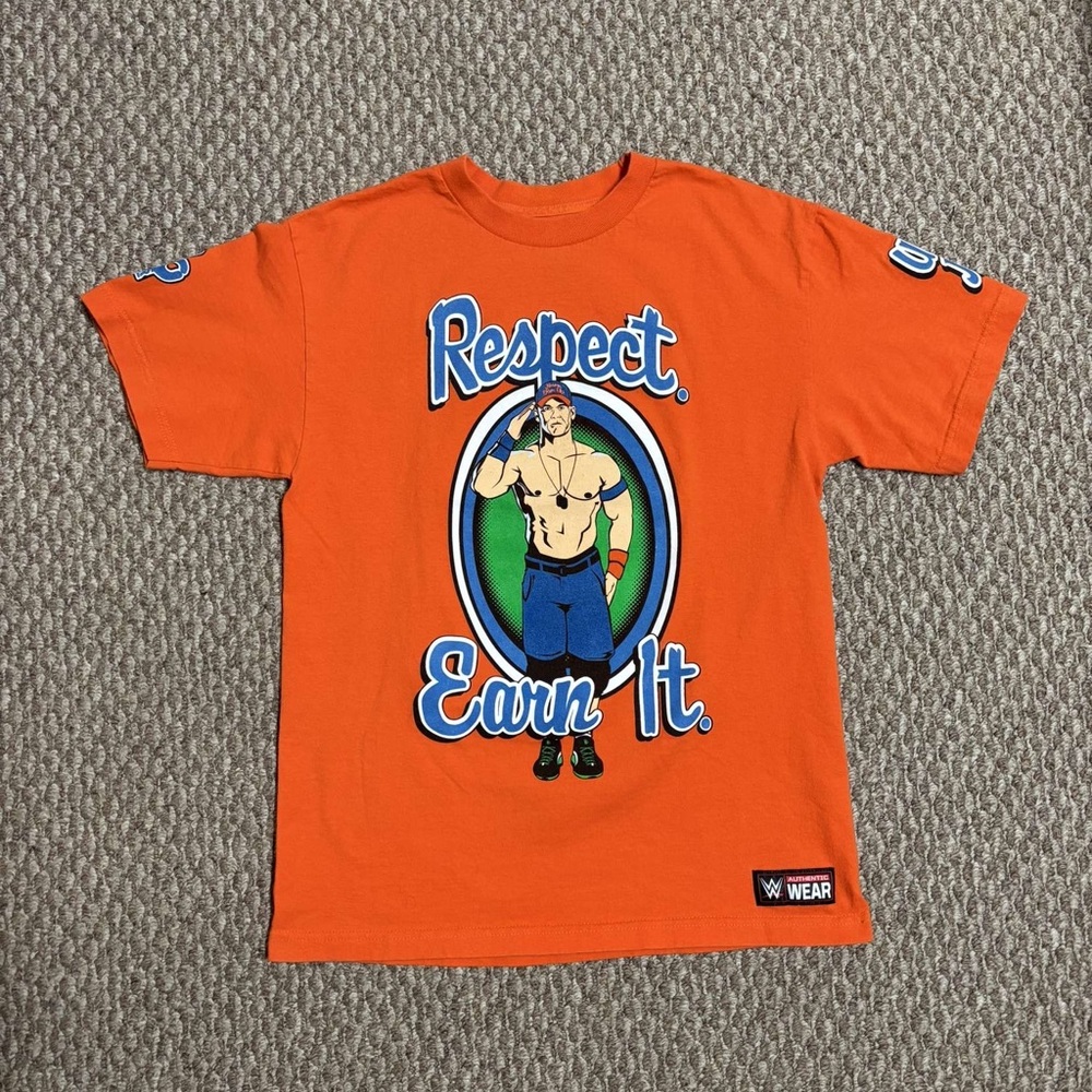 John Cena Orange Y2K Hustle Loyalty Respect Authentic Wear WWE T-Shirt